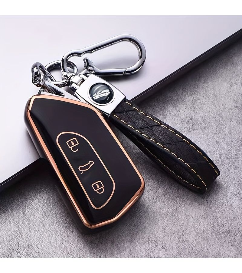 Black TPU Car Key Case Cover For Golf 8 MK8 ID 3 ID 4 Cupra 2020 2021 With Keychain - Image 1