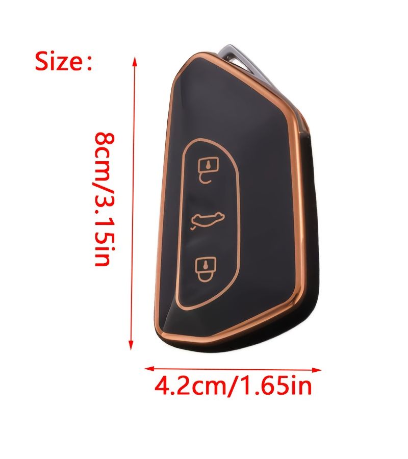 Black TPU Car Key Case Cover For Golf 8 MK8 ID 3 ID 4 Cupra 2020 2021 With Keychain - Image 2