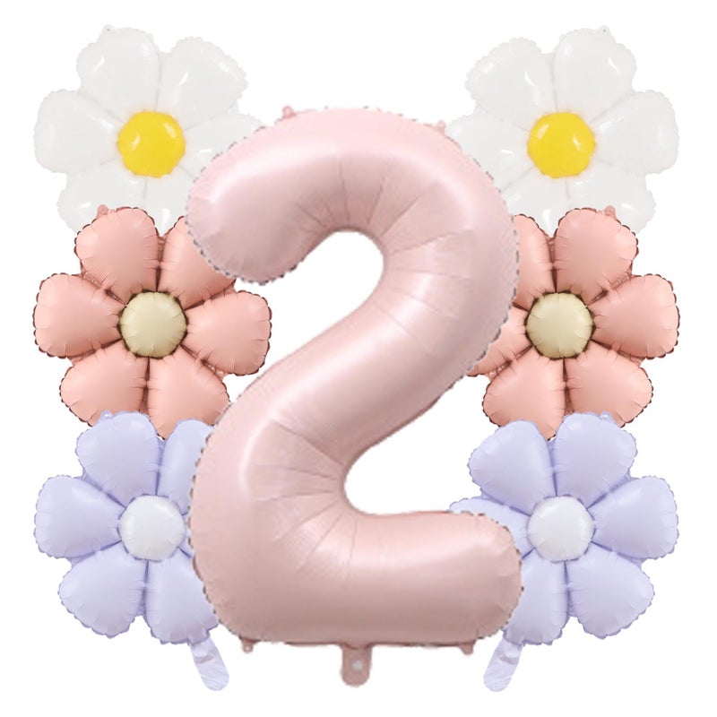 PLAP Happy Birthday Number balloon Flower Balloon Set Birthday Party Decoration Number 2 - Image 3