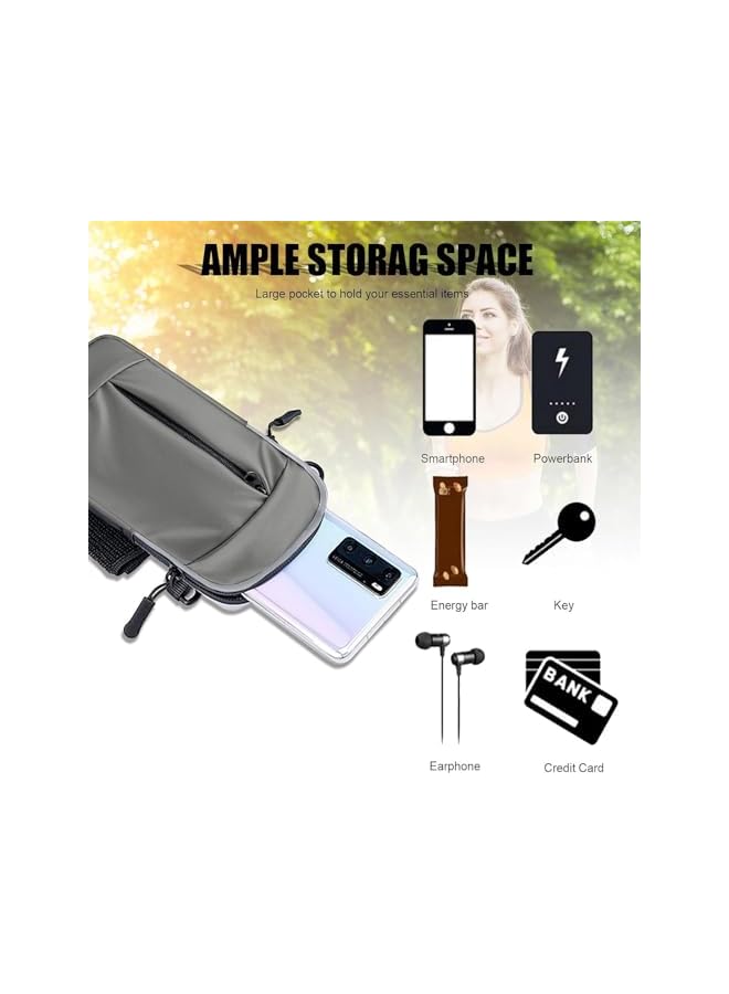 Green Tiger Phone Holder for Running Armband, Mobile Phone Wallet, Small Crossbody Bag, Fitness Armband, Women, Men, Children, for All Types of Mobile Phones, Grey - Image 2