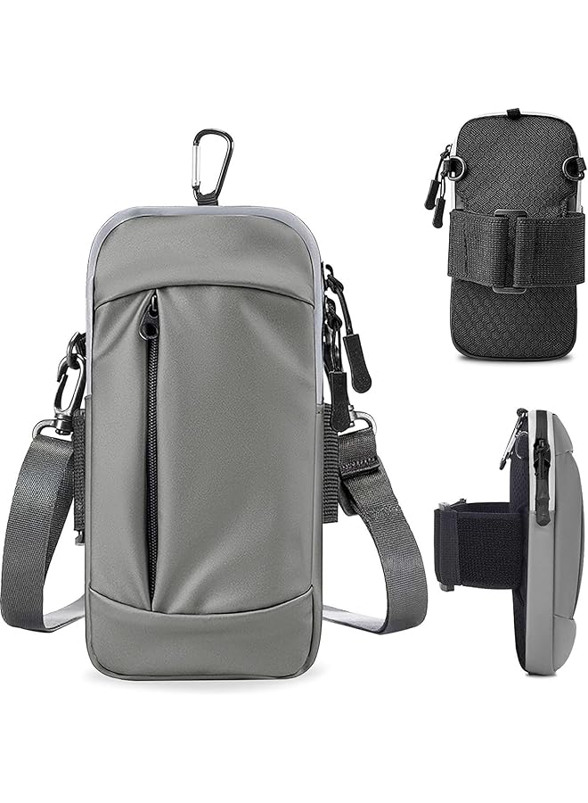 Green Tiger Phone Holder for Running Armband, Mobile Phone Wallet, Small Crossbody Bag, Fitness Armband, Women, Men, Children, for All Types of Mobile Phones, Grey - Image 1