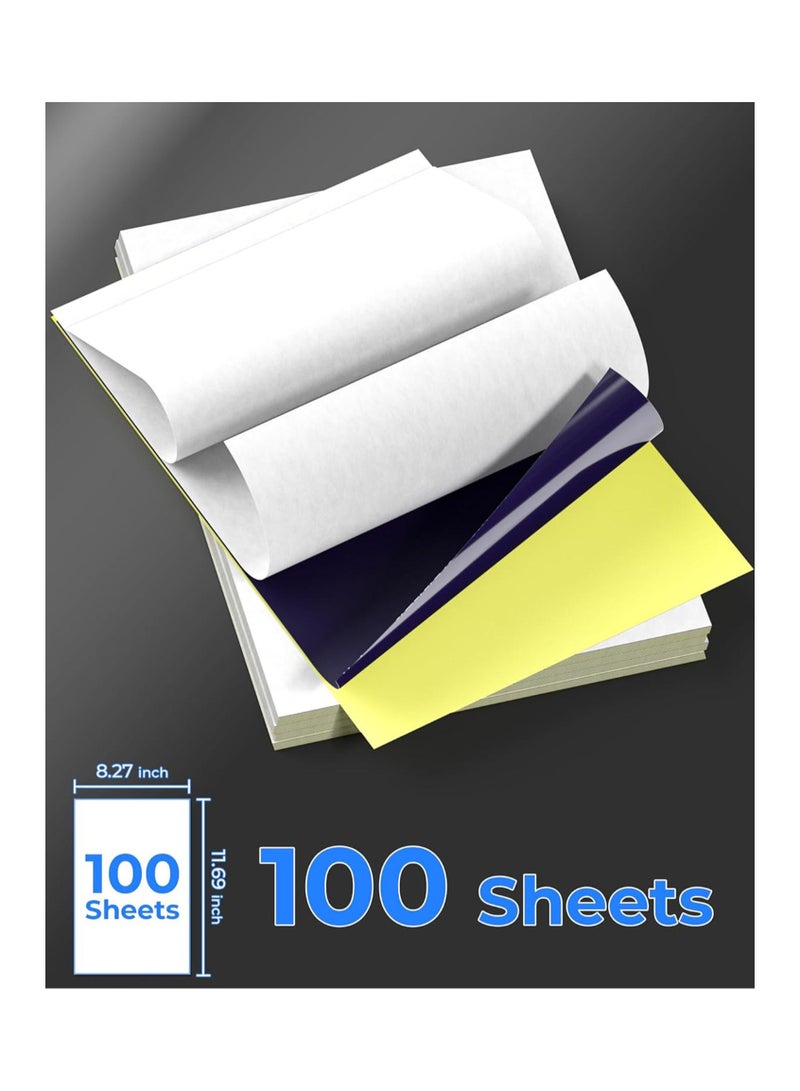 ورق نقل الوشم، 100 قطعة من ورق استنسل الوشم للوشم، ورق تتبع الوشم مكون من 4 طبقات لطابعة الوشم وآلة استنسل نقل الوشم، مقاس A4 8.26 بوصة × 11.69 بوصة، 100 ورقة - Image 3