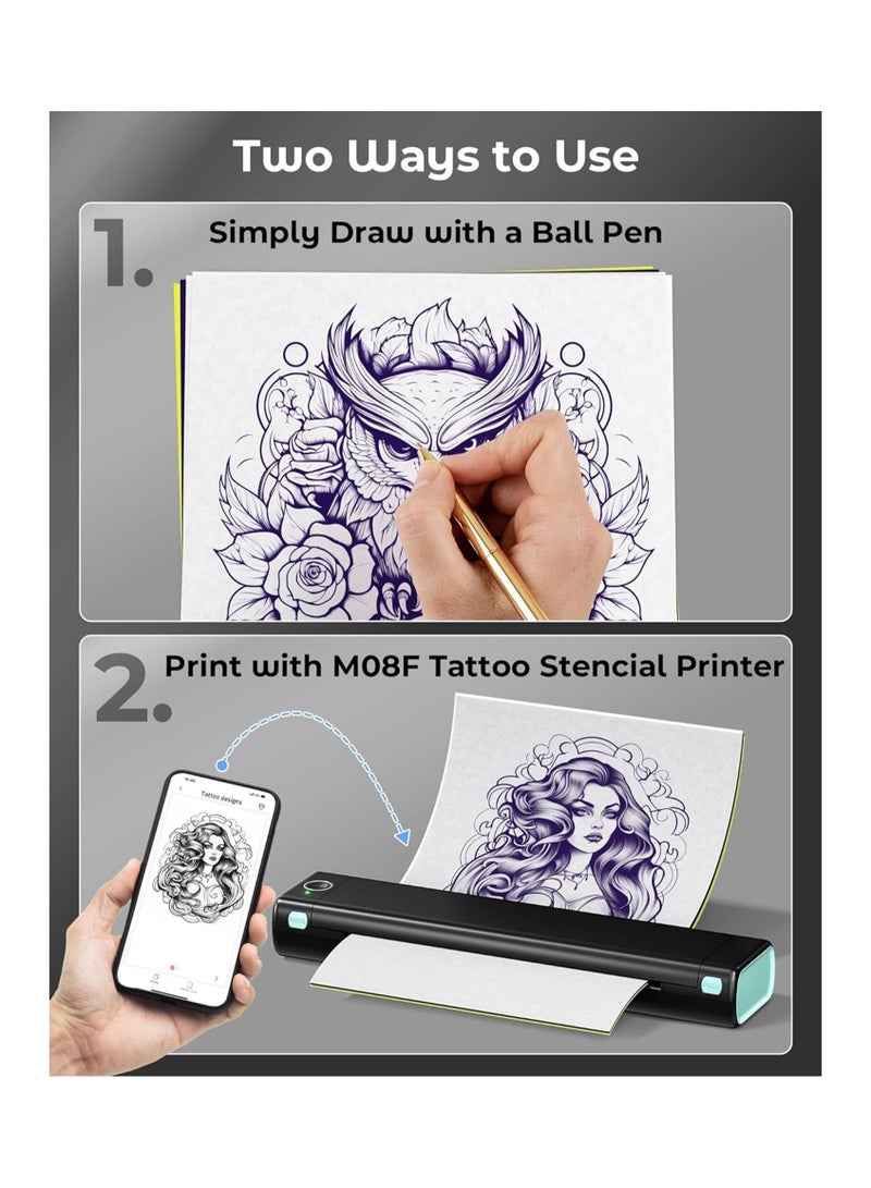 ورق نقل الوشم، 100 قطعة من ورق استنسل الوشم للوشم، ورق تتبع الوشم مكون من 4 طبقات لطابعة الوشم وآلة استنسل نقل الوشم، مقاس A4 8.26 بوصة × 11.69 بوصة، 100 ورقة - Image 4