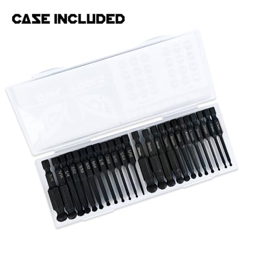 Narwhal Ball End Hex Allen Wrench Drill Bit Set (24 Pack - Metric & SAE Sizes - Magnetic Tipped) - Hardened CR-MO Steel Hexagonal Bits - Perfect Replacement for Ball End Allen Wrenches & Hex Keys - Image 2