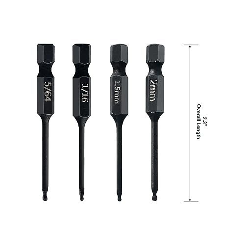 Narwhal Ball End Hex Allen Wrench Drill Bit Set (24 Pack - Metric & SAE Sizes - Magnetic Tipped) - Hardened CR-MO Steel Hexagonal Bits - Perfect Replacement for Ball End Allen Wrenches & Hex Keys - Image 3