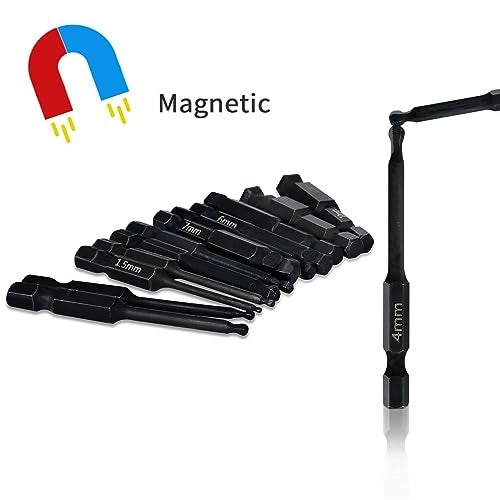 Narwhal Ball End Hex Allen Wrench Drill Bit Set (24 Pack - Metric & SAE Sizes - Magnetic Tipped) - Hardened CR-MO Steel Hexagonal Bits - Perfect Replacement for Ball End Allen Wrenches & Hex Keys - Image 4