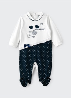 Tiny Hug Baby Girl White and Blue Heart Onesie  - Image 1