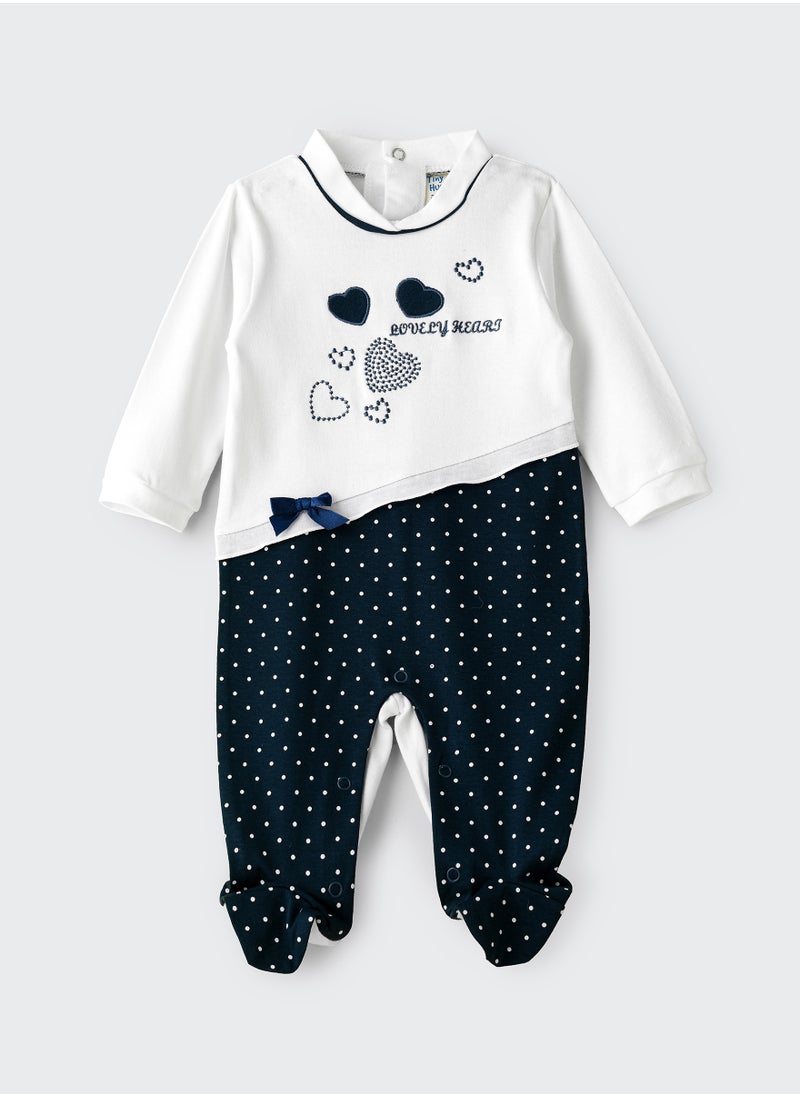 Tiny Hug Baby Girl White and Blue Heart Onesie  - Image 1