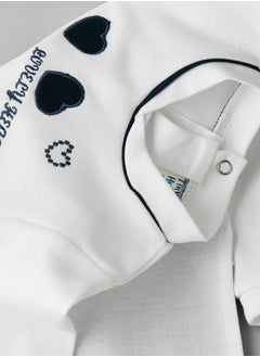 Tiny Hug Baby Girl White and Blue Heart Onesie  - Image 4