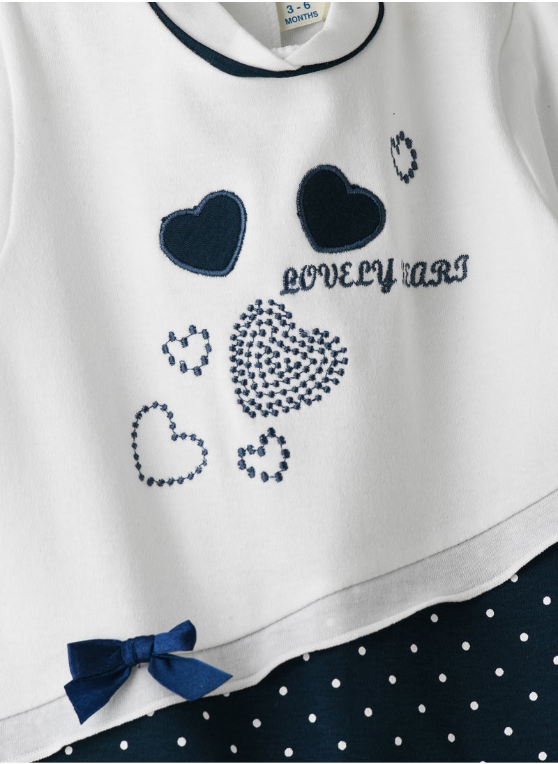Tiny Hug Baby Girl White and Blue Heart Onesie  - Image 3