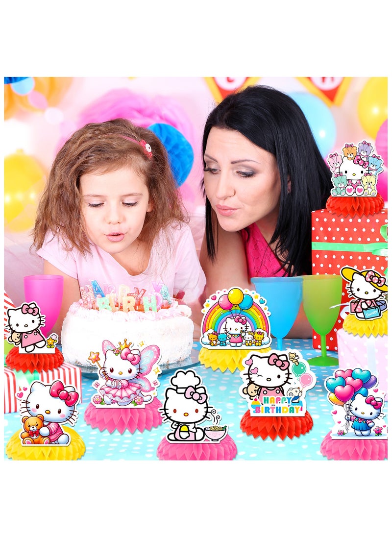 FRUITFUL PARTY - Hello Kitty Honeycomb Centerpieces, 9pcs Hello Kitty Centerpieces for Tables 3D Double Side Hello Kitty Themed Party Decorations - Image 1