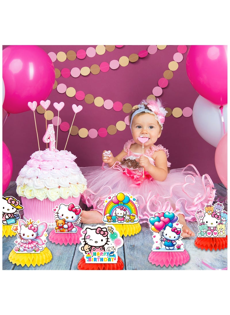 FRUITFUL PARTY Hello Kitty Honeycomb Centerpieces, 9pcs Hello Kitty Centerpieces for Tables 3D Double Side Hello Kitty Themed Party Decorations  - Image 5