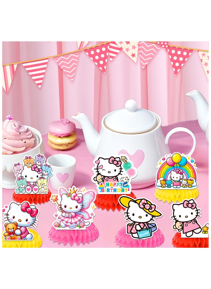 FRUITFUL PARTY - Hello Kitty Honeycomb Centerpieces, 9pcs Hello Kitty Centerpieces for Tables 3D Double Side Hello Kitty Themed Party Decorations - Image 1