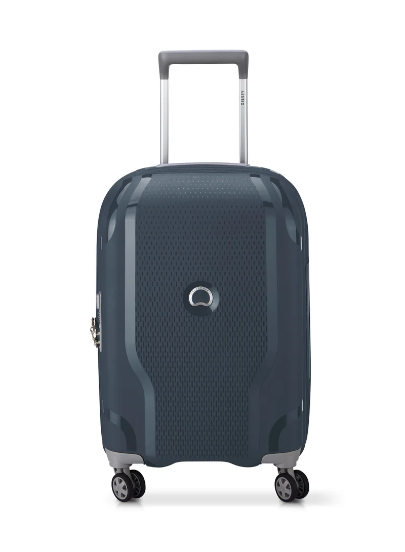 DELSEY Paris Clavel 55cm Hardcase 4 Double Wheel Expandable Cabin Luggage Trolley Blue Jean