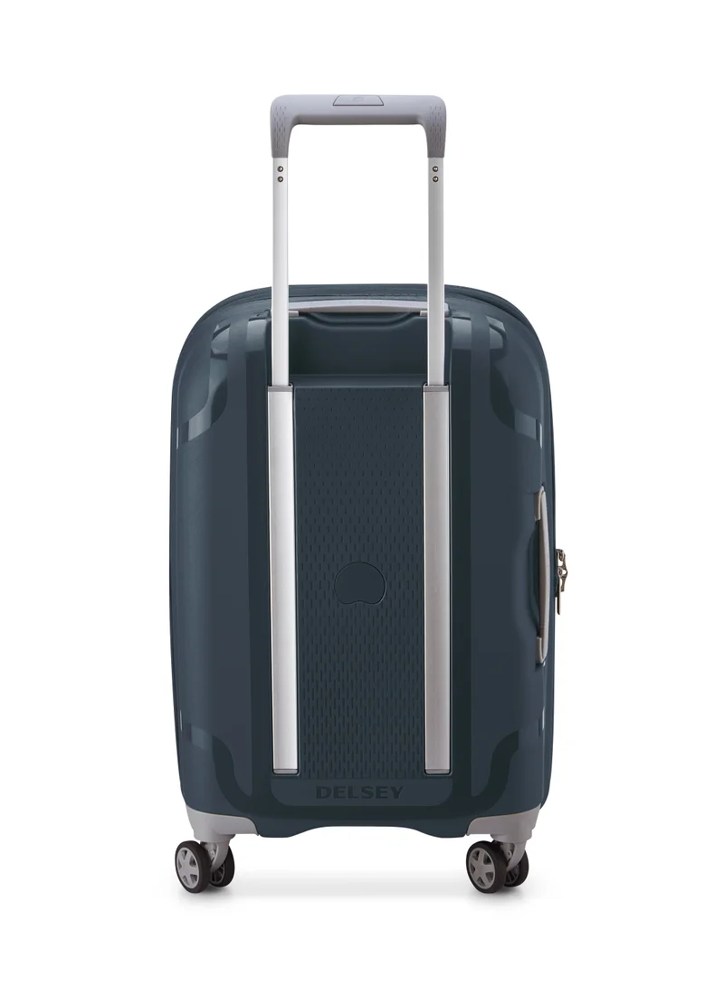 DELSEY Paris Clavel 55cm Hardcase 4 Double Wheel Expandable Cabin Luggage Trolley Blue Jean