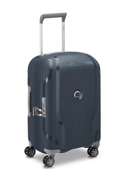 DELSEY Paris Clavel 55cm Hardcase 4 Double Wheel Expandable Cabin Luggage Trolley Blue Jean