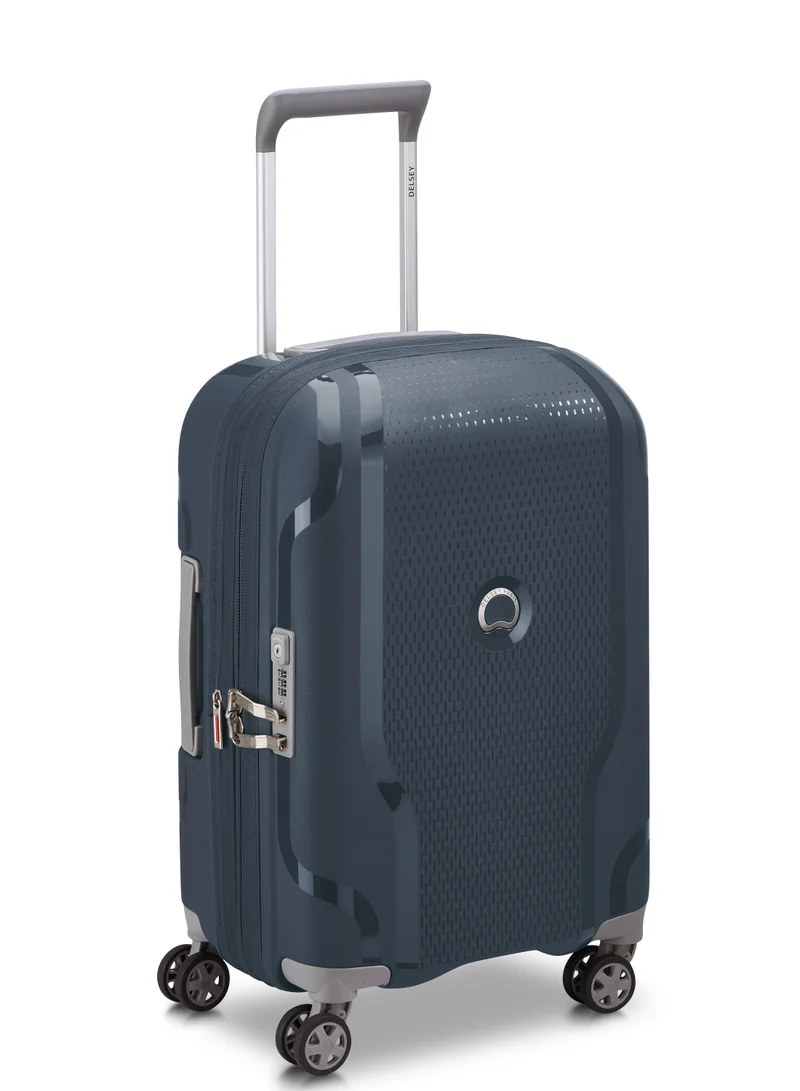 DELSEY Paris Clavel 55cm Hardcase 4 Double Wheel Expandable Cabin Luggage Trolley Blue Jean