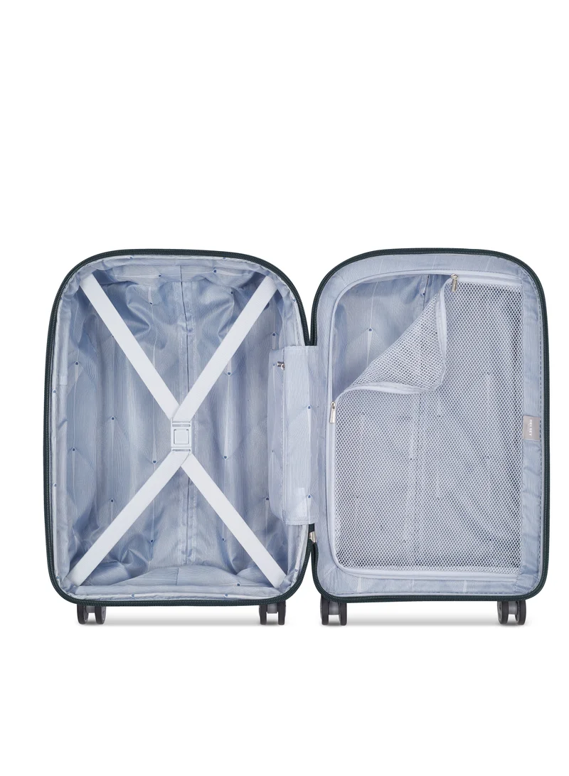 DELSEY Paris Clavel 55cm Hardcase 4 Double Wheel Expandable Cabin Luggage Trolley Blue Jean