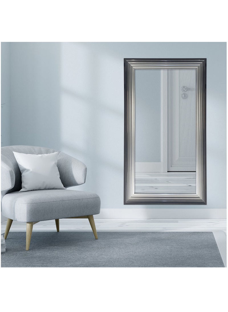 Decorhills Full-Length Dressing Mirror 50x100CM – Large Rectangle Wall-Mounted or Free-Standing, Thick PVC Frame, HD Glass, Anti-Distortion Reflection, Elegant Arch Design for Bedroom, Living Room - Black Silver - Image 1