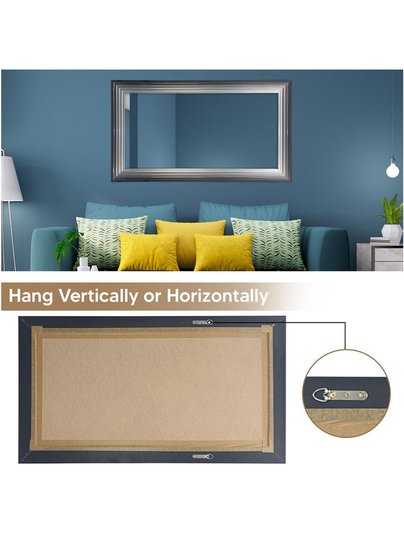 Decorhills Full-Length Dressing Mirror 50x100CM – Large Rectangle Wall-Mounted or Free-Standing, Thick PVC Frame, HD Glass, Anti-Distortion Reflection, Elegant Arch Design for Bedroom, Living Room - Black Silver - Image 2