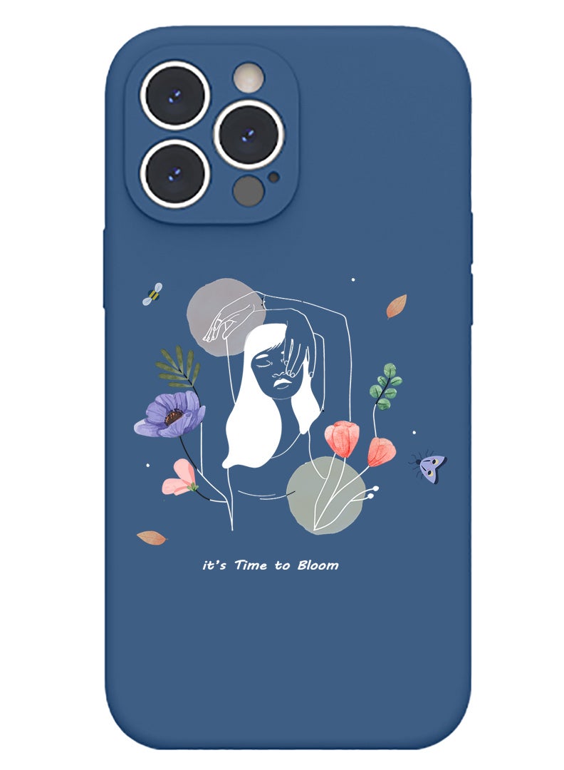 Theodor Protective Slim Fit Case Liquid Silicone Cover with Full Body Protection Anti-Scratch Shockproof Case For iPhone 13 Pro Blue  - Bloom2 - Image 1