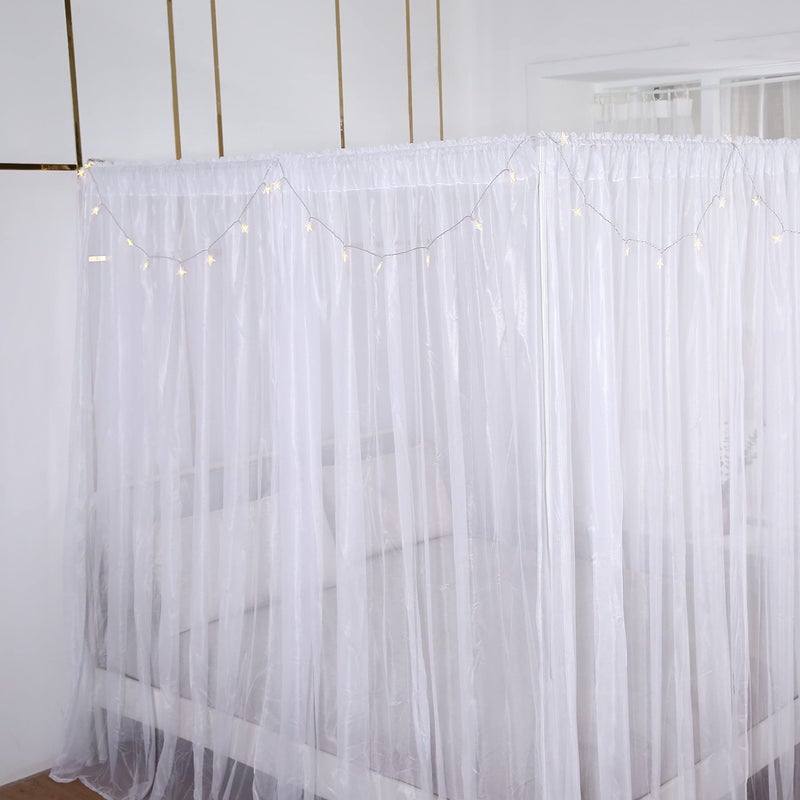 Akiky Princess Canopy Bed Curtains Bed Canopy Curtains with Lights for Queen Size Bed Drapes,8 Panels Canopies with Lights,Room DÃ©cor (Full/Queen, White) - Image 2