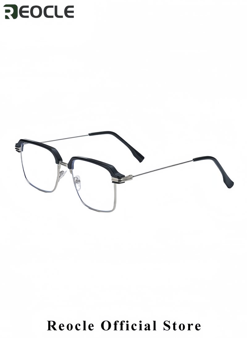 ريوكل نظارات قراءة كلاسيكية بإطار مربع، مضادة للضوء الأزرق، عالية الدقة، بنصف إطار، مقاومة للضوء الأزرق - Image 4