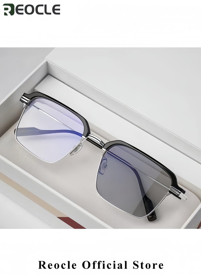 ريوكل نظارات قراءة كلاسيكية بإطار مربع، مضادة للضوء الأزرق، عالية الدقة، بنصف إطار، مقاومة للضوء الأزرق - Image 3