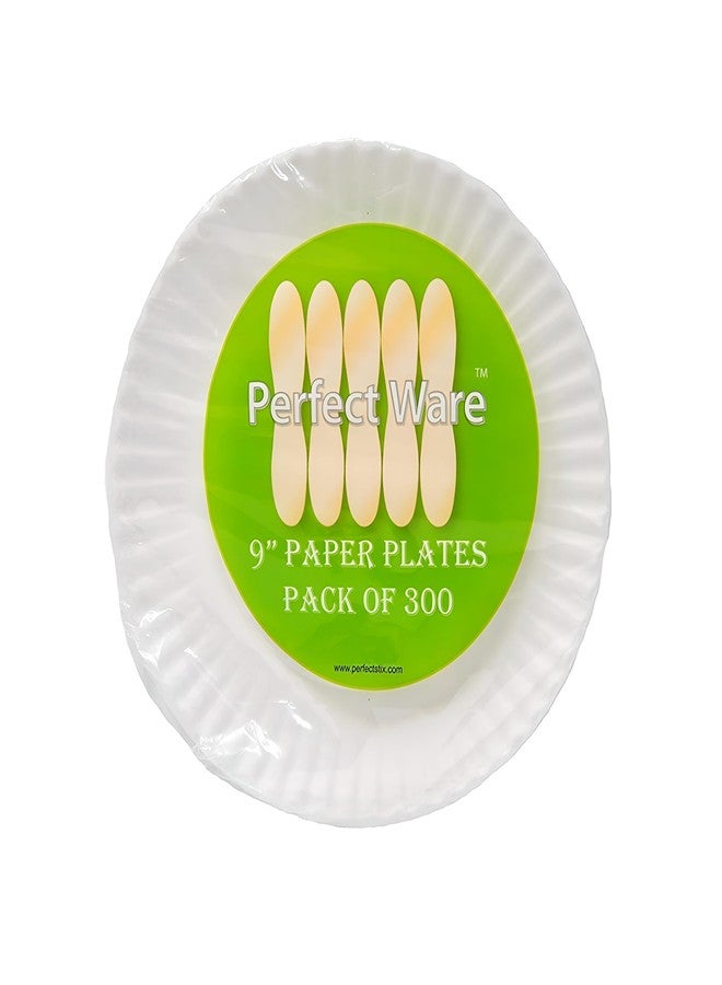 Perfectware 9 Inch White Paper Plates 300ct - Image 1