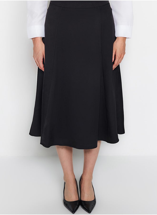 trendyol - Black Satin Fabric A-line Midi Woven Skirt TWOAW24ET00167 - Image 1