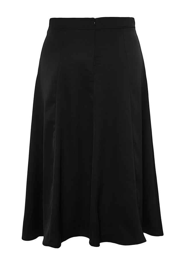 trendyol - Black Satin Fabric A-line Midi Woven Skirt TWOAW24ET00167 - Image 1
