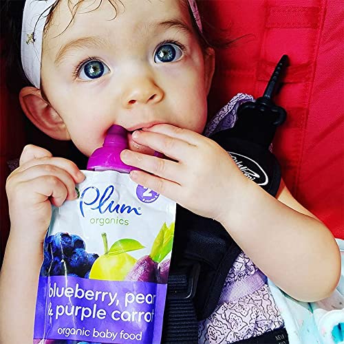 ChooMee SoftSip Food Pouch Top | Baby Led Weaning | No Spill Flow Control Valve, Protects Childs Mouth, 100% Silicone, BPA Free | 2CT Aqua Purple - Image 4