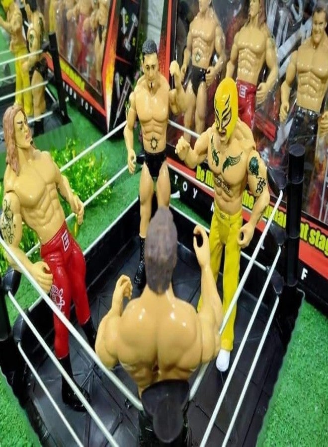 KERBRO Ultimate Warrior Wrestling Action Figures Set – Pack of 4 Fighters with Ring & Battle Accessories for Kids - Image 3