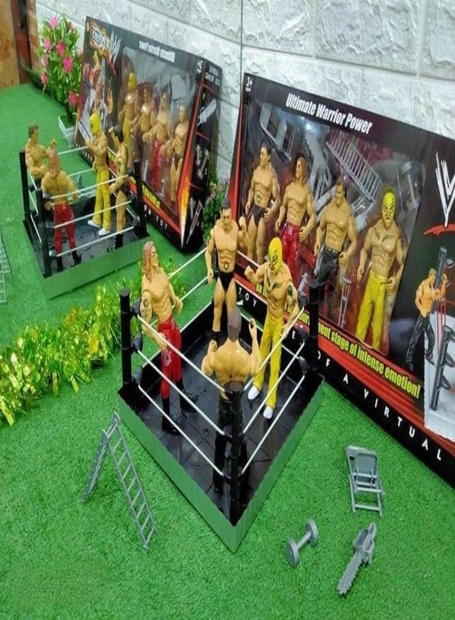 KERBRO Ultimate Warrior Wrestling Action Figures Set – Pack of 4 Fighters with Ring & Battle Accessories for Kids - Image 2
