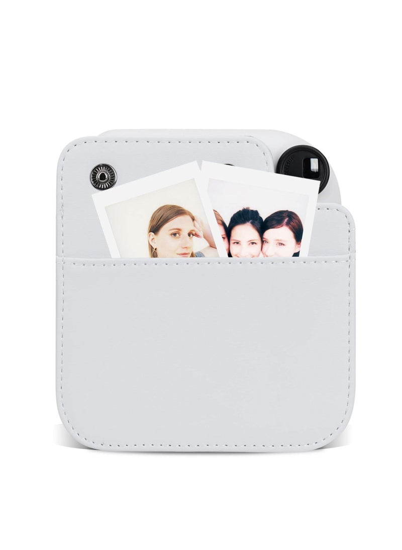 Generic - PU Leather Camera Case Compatible with Instax Mini 12 Instant Camera with Adjustable Strap and Pocket White Storage Bag - Image 1