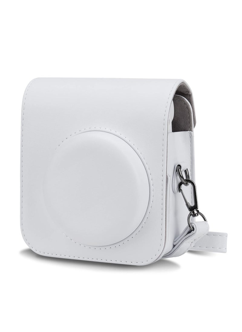 Generic - PU Leather Camera Case Compatible with Instax Mini 12 Instant Camera with Adjustable Strap and Pocket White Storage Bag - Image 1