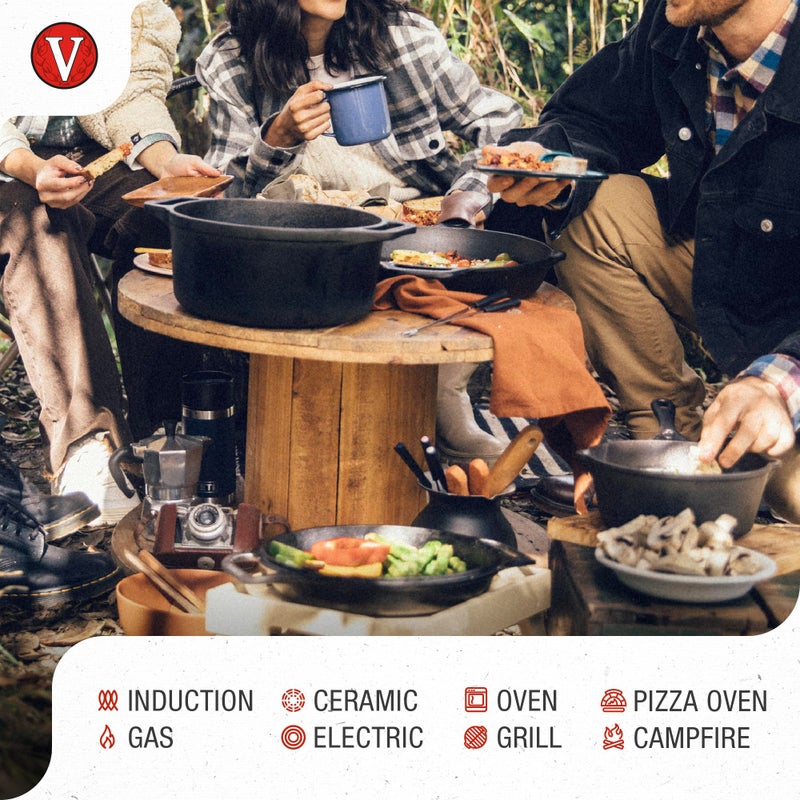 Victoria 6-Quart Cast Iron Oval Dutch Oven, Combination Combo Cooker Pot and Skillet, Bread Baker, Made in Colombia, 2-Piece Set - Image 3