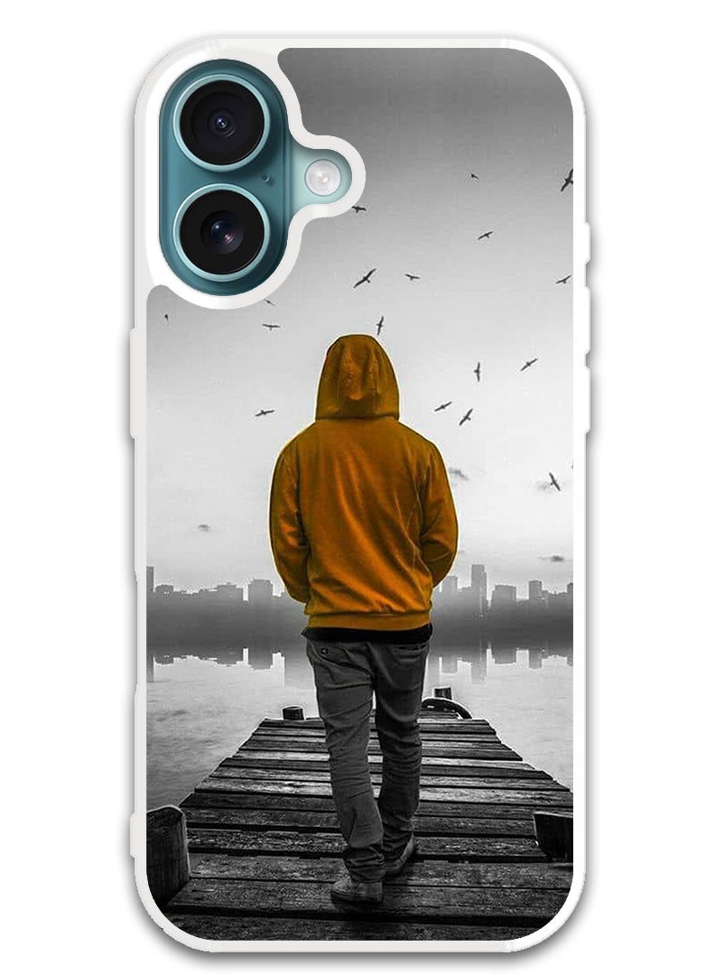 Theodor Protective Case Cover For APPLE IPHONE 16 Plus Sad Boy Walking (White Bumper) - Image 1