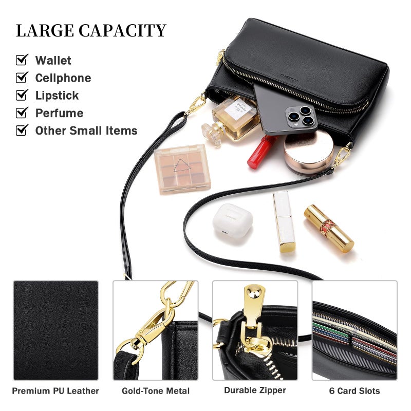 nuoku Small Cell Phone Purse Wallet Crossbody with Phone Pocket, Crossbody Bags for Women Cellphone Purse with Card Slots - Image 4