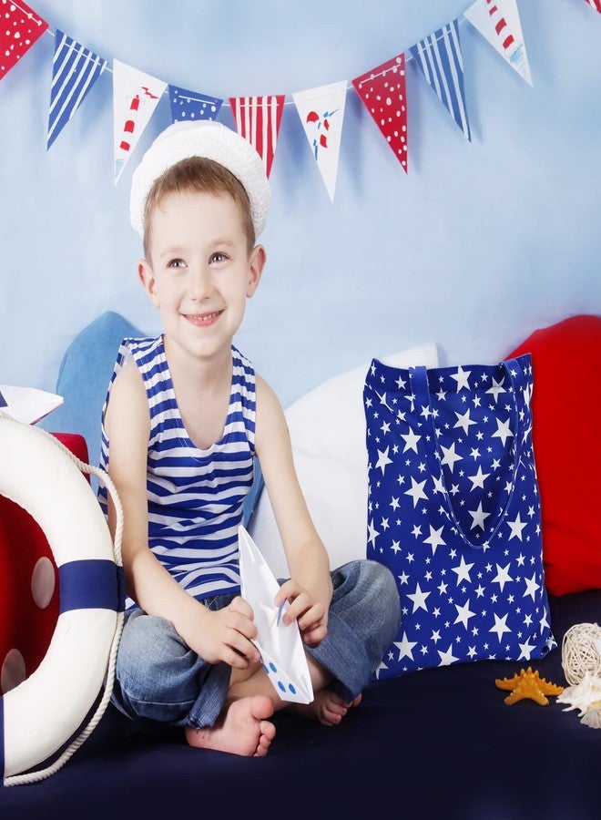 وولاين مجموعة حقائب تسوق قماشية وطنية من والين، 3 قطع، بتصميمات العلم الأمريكي والنجوم الحمراء والزرقاء، مثالية للتسوق في عيد الاستقلال الأمريكي. حقيبة هدايا قابلة لإعادة الاستخدام، مناسبة لحفلات عيد الاستقلال، مقاس 13.4 × 15.8 بوصة. - Image 4