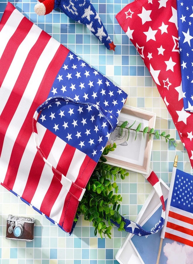 وولاين مجموعة حقائب تسوق قماشية وطنية من والين، 3 قطع، بتصميمات العلم الأمريكي والنجوم الحمراء والزرقاء، مثالية للتسوق في عيد الاستقلال الأمريكي. حقيبة هدايا قابلة لإعادة الاستخدام، مناسبة لحفلات عيد الاستقلال، مقاس 13.4 × 15.8 بوصة. - Image 3