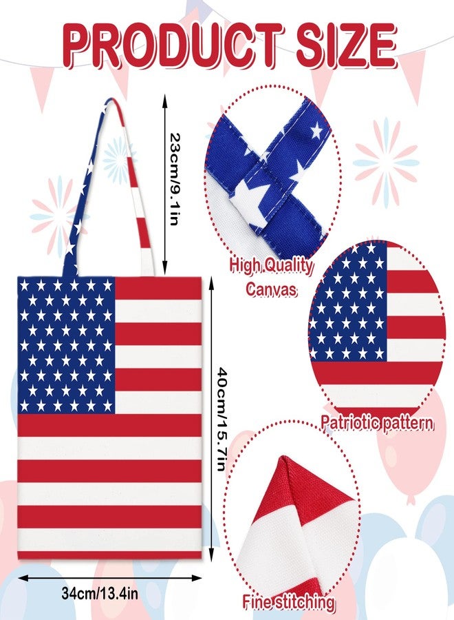 وولاين مجموعة حقائب تسوق قماشية وطنية من والين، 3 قطع، بتصميمات العلم الأمريكي والنجوم الحمراء والزرقاء، مثالية للتسوق في عيد الاستقلال الأمريكي. حقيبة هدايا قابلة لإعادة الاستخدام، مناسبة لحفلات عيد الاستقلال، مقاس 13.4 × 15.8 بوصة. - Image 2