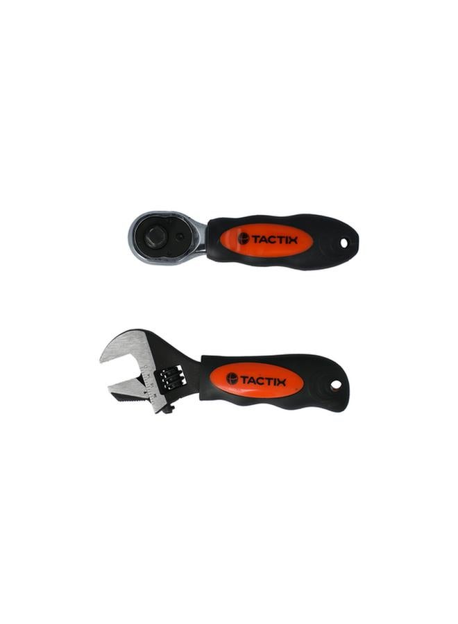 Tactix 2-Piece Corrosion-Resistant Wrench and Ratchet Set with Ergonomic Handle Multicolor - Image 2