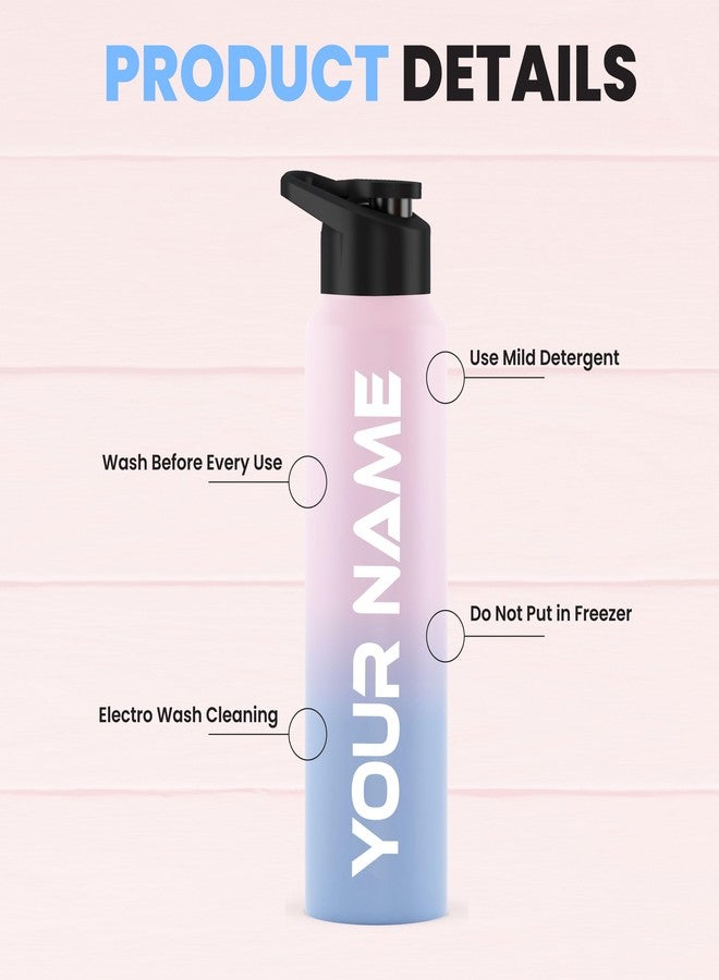 Speedex Stainless Steel Customized Sipper Water Bottles with Name 1Ltr, Gifts for Men, Women, Boys, Girls & Kids, Customised Name Bottle for Birthdays, Anniversaries Pink & Blue 1000ml (Set of 1) - Image 3