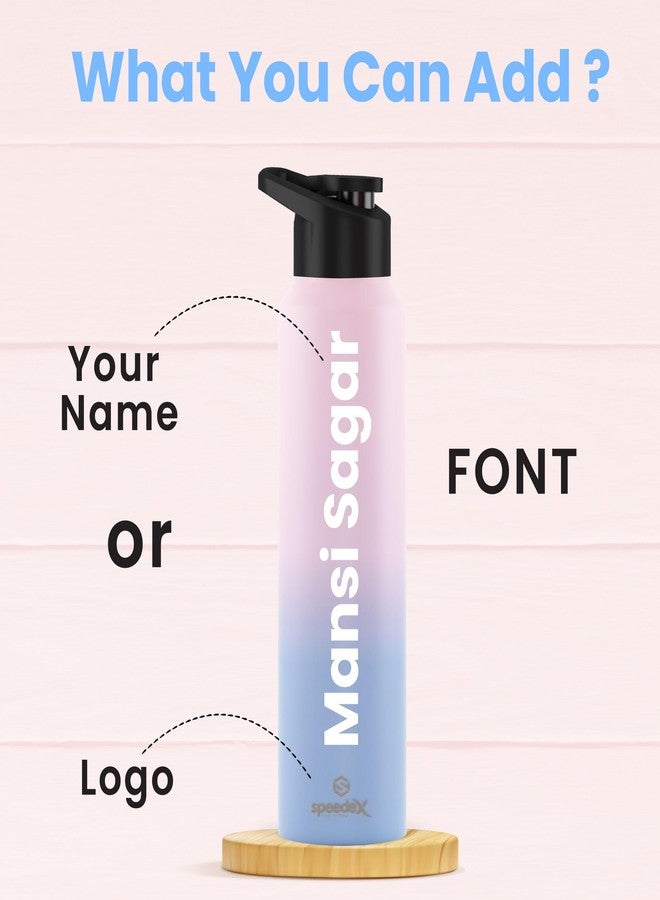 Speedex Stainless Steel Customized Sipper Water Bottles with Name 1Ltr, Gifts for Men, Women, Boys, Girls & Kids, Customised Name Bottle for Birthdays, Anniversaries Pink & Blue 1000ml (Set of 1) - Image 4