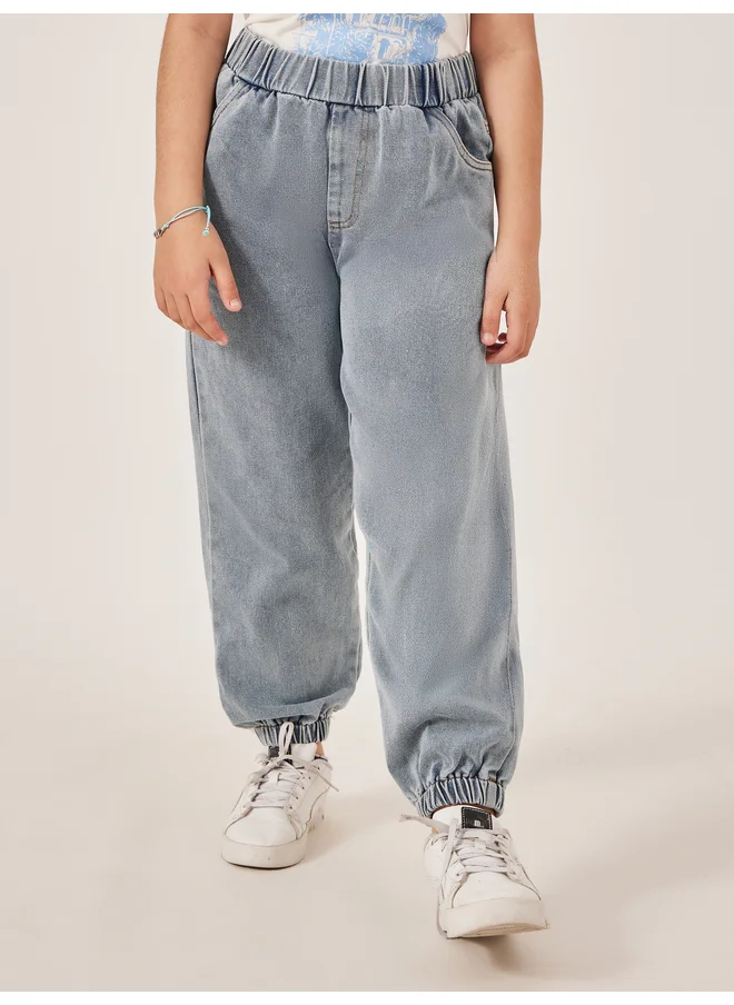 Styli Styli Light Blue Denim Jogger Pants