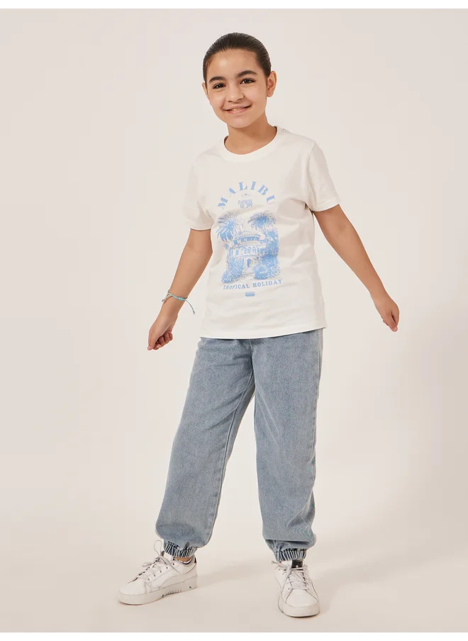 Styli Styli Light Blue Denim Jogger Pants