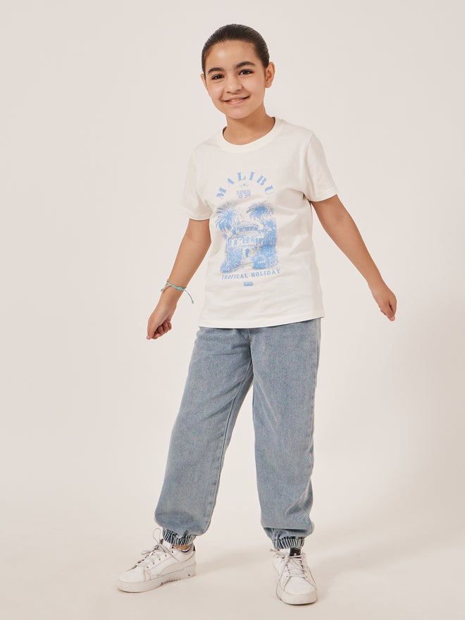 Styli Styli Light Blue Denim Jogger Pants  - Image 2