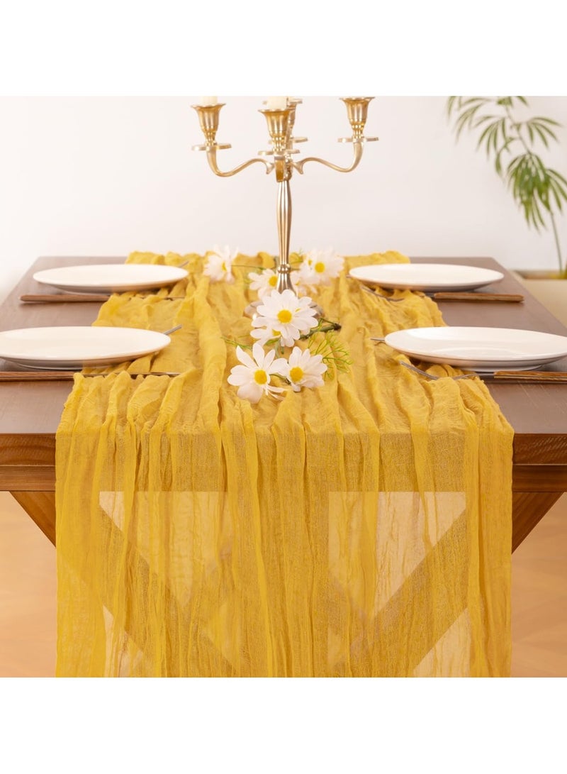PYC 1 Pack Cheesecloth Table Runner, 35x118 Inch Boho Gauze Table Runner, Cheese Cloth Long Table Runner Elegant Table Runner for Party Wedding Bridal Shower Table Decor  - Image 3