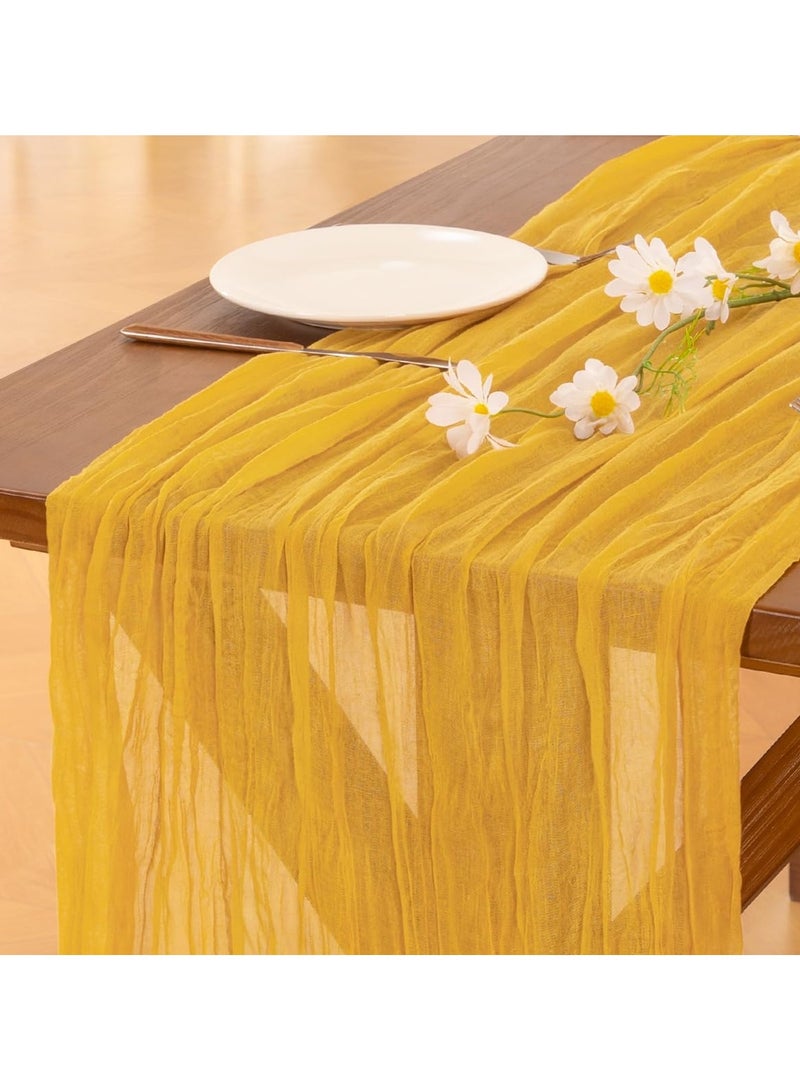 PYC 1 Pack Cheesecloth Table Runner, 35x118 Inch Boho Gauze Table Runner, Cheese Cloth Long Table Runner Elegant Table Runner for Party Wedding Bridal Shower Table Decor  - Image 4